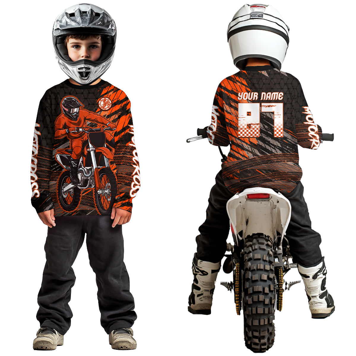 Orange Motocross Racing Jersey Kids Women Men Custom Dirt Bike Shirts Motorcycle Shirt XM494
