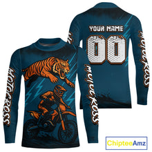 Load image into Gallery viewer, Tiger Motocross Jersey Custom Blue Dirt Bike Shirts for Men Kid Women Racing Jersey XM410