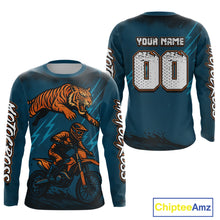 Load image into Gallery viewer, Tiger Motocross Jersey Custom Blue Dirt Bike Shirts for Men Kid Women Racing Jersey XM410