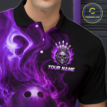 Load image into Gallery viewer, Black polo shirt with purple smoke design and skull logo, featuring 'Chipteeamz.com' logo.