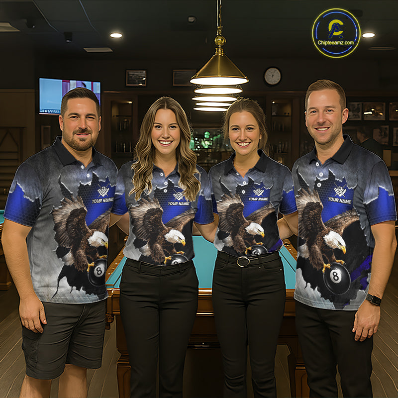 Custom Cracked Eagle 8 Ball Billiard Shirts for Women Billiard Team Jerseys Billiard League NNT278