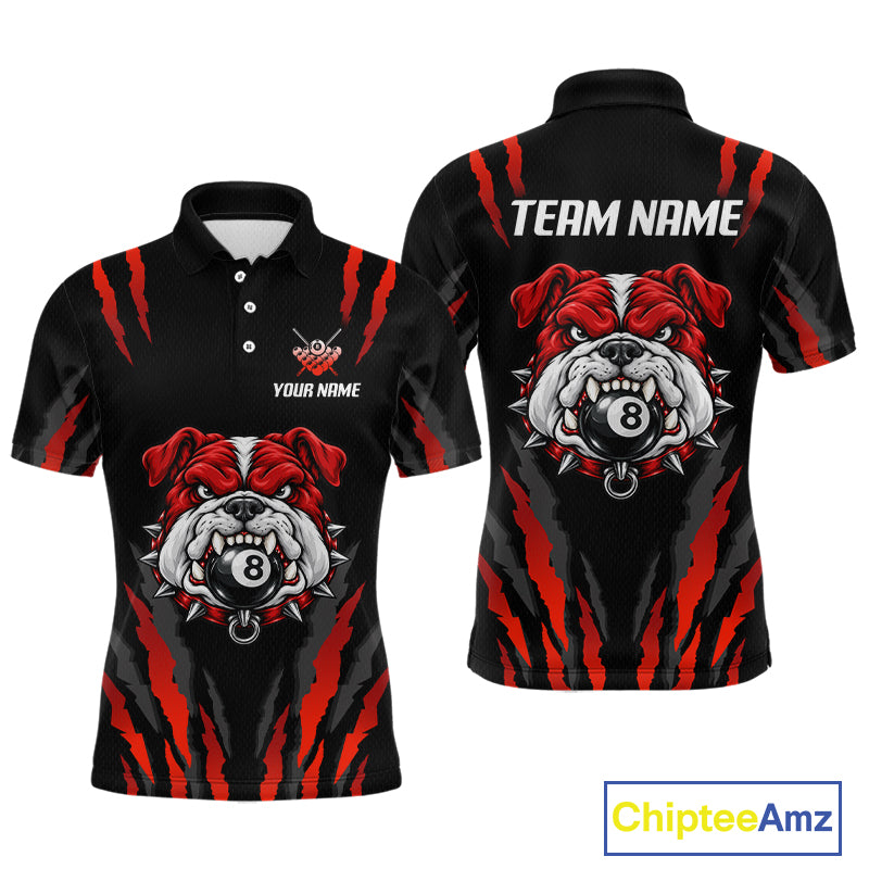 Custom Black Red Funny Bulldog 8 Ball Pool Billiard Team Shirts for Men Billiard League NNT352