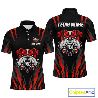 Custom Black Red Funny Bulldog 8 Ball Pool Billiard Team Shirts for Men Billiard League NNT352