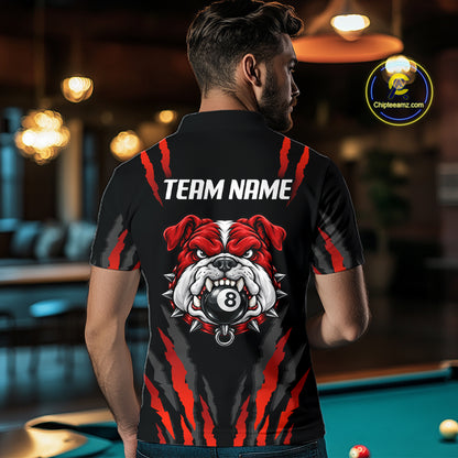 Custom Black Red Funny Bulldog 8 Ball Pool Billiard Team Shirts for Men Billiard League NNT352