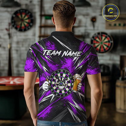 Custom Purple Funny Beer Dart Shirts for Men Dart Team Jerseys Dartboard Outfit Shirt NNT356