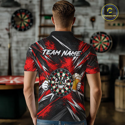 Custom Red Funny Beer Dart Shirts for Men Dart Team Jerseys Dartboard Outfit Shirt NNT356