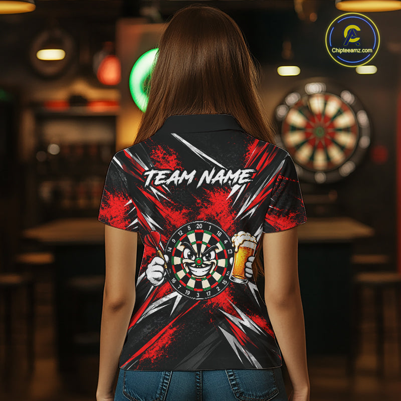 Custom Red Funny Beer Dart Shirts for Women Dart Team Jerseys Dartboard Outfit Shirt NNT356