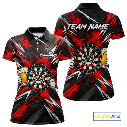 Custom Red Funny Beer Dart Shirts for Women Dart Team Jerseys Dartboard Outfit Shirt NNT356