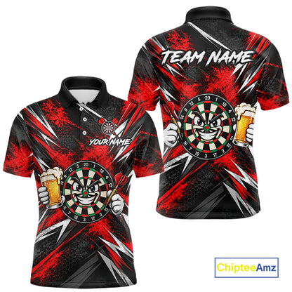 Custom Red Funny Beer Dart Shirts for Men Dart Team Jerseys Dartboard Outfit Shirt NNT356