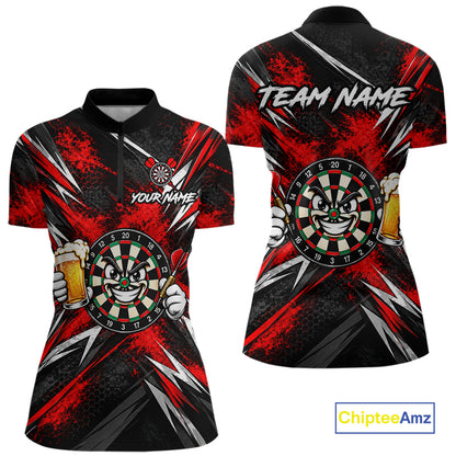 Custom Red Funny Beer Dart Shirts for Women Dart Team Jerseys Dartboard Outfit Shirt NNT356