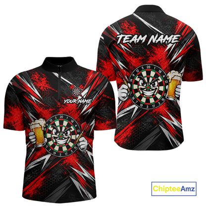 Custom Red Funny Beer Dart Shirts for Men Dart Team Jerseys Dartboard Outfit Shirt NNT356