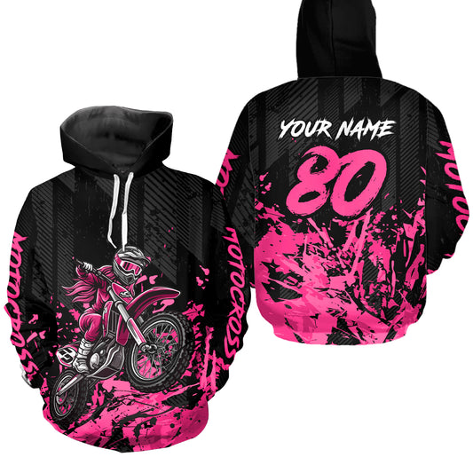 Custom Pink Youth Dirt Bike Motorcycle Hoodie Kid Men Women Motocross Jersey Hoodie HOT38