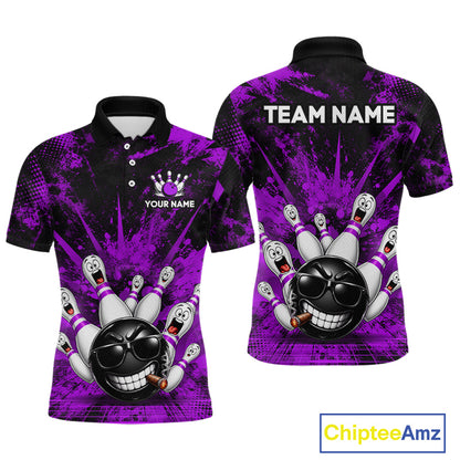 Custom Purple Funny Bowling Ball Bowling Jerseys for Men With Team Name And Bowlers Name HNT567