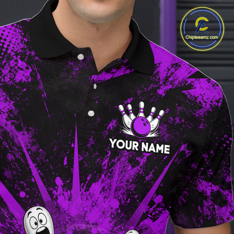 Custom Purple Funny Bowling Ball Bowling Jerseys for Men With Team Name And Bowlers Name HNT567