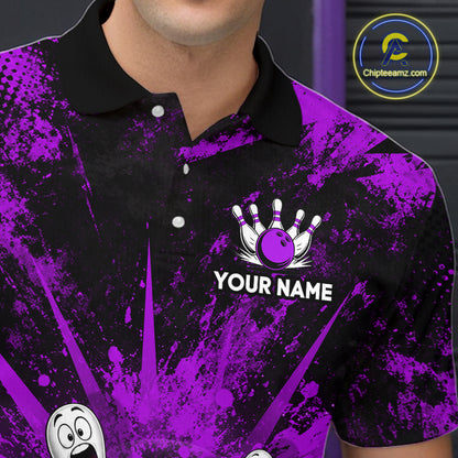 Custom Purple Funny Bowling Ball Bowling Jerseys for Men With Team Name And Bowlers Name HNT567