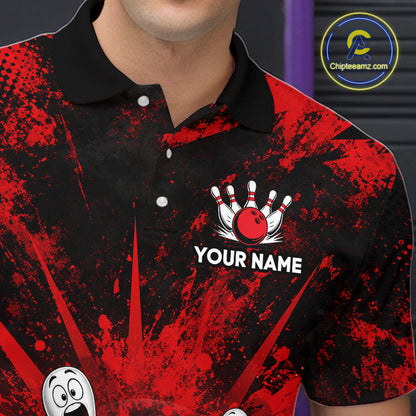 Custom Red Funny Bowling Ball Bowling Jerseys for Men With Team Name And Bowlers Name HNT567