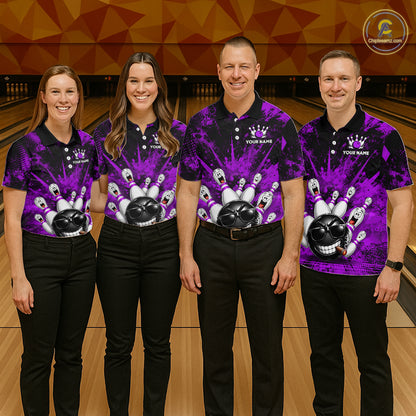 Custom Purple Funny Bowling Ball Bowling Jerseys for Women With Team Name And Bowlers Name HNT567