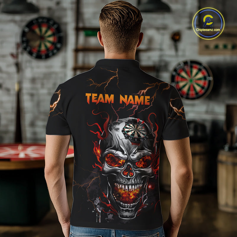 Custom Thunder Skull Darts Board Dart Shirts for Men Darts Team Jerseys Polo & 1/4 Zip NNT134