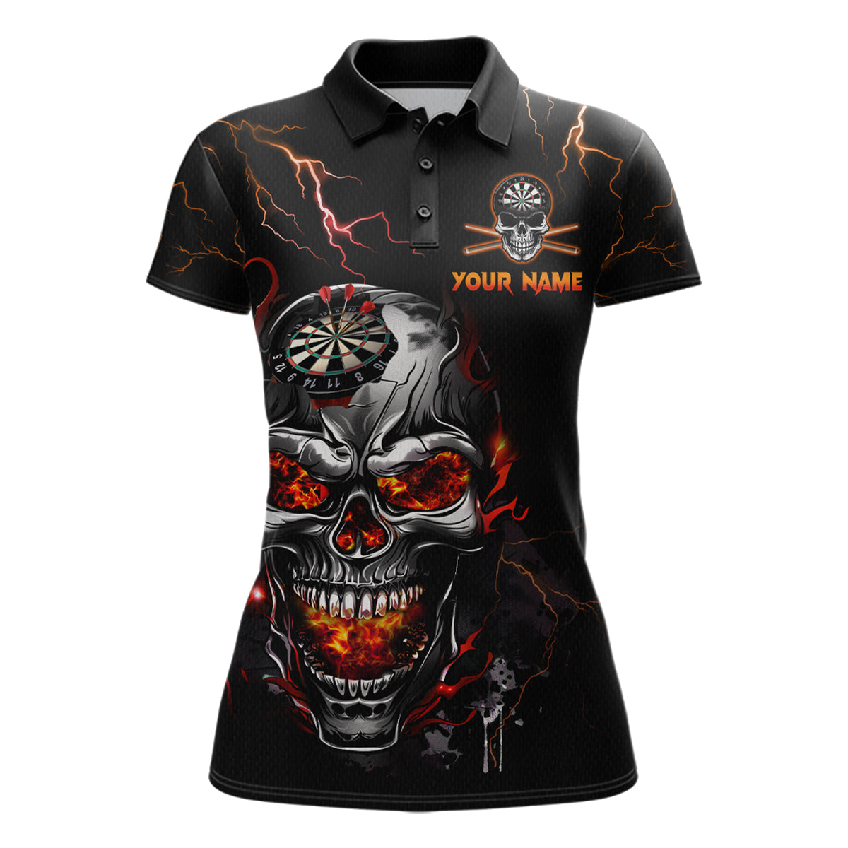 Custom Thunder Skull Darts Board Dart Shirts for Women Darts Team Jerseys Polo & 1/4 Zip NNT134