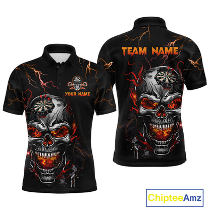 Custom Thunder Skull Darts Board Dart Shirts for Men Darts Team Jerseys Polo & 1/4 Zip NNT134