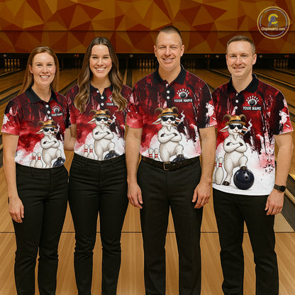 Red Funny Goat Bowling Team Shirts for Women Custom Bowling Gifts for Bowler Polo & 1/4 Zip HNT569