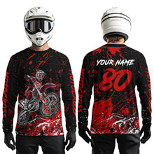 Load image into Gallery viewer, Personalized Red Youth Motocross Shirts Off-Road Dirt Bike Jersey Kid Men Women UPF30+ DNT17