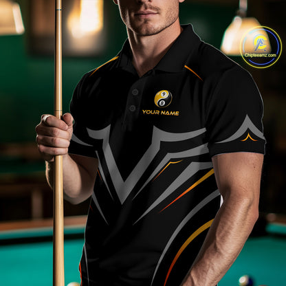 Custom  8 9 Ball Billiard Yin Yang Shirts for Men Billiard Team Shirts Billiard League Polo & 1/4 Zip NNT89