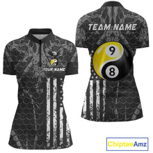 Load image into Gallery viewer, Custom US Eagle 8 9 Ball Yin Yang Billiard Shirts for Women Billiard Team Shirts Billiard League Polo &amp; 1/4 Zip NNT91