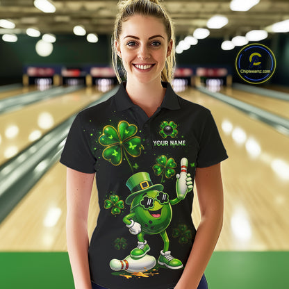 Funny St Patrick Day Bowling Bowling Jersey for Women Bowling Team Shirts Polo & 1/4 Zip HNT192
