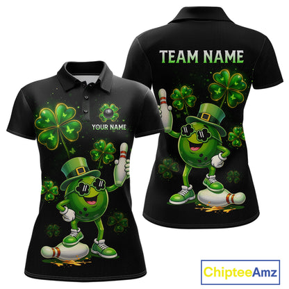 Funny St Patrick Day Bowling Bowling Jersey for Women Bowling Team Shirts Polo & 1/4 Zip HNT192
