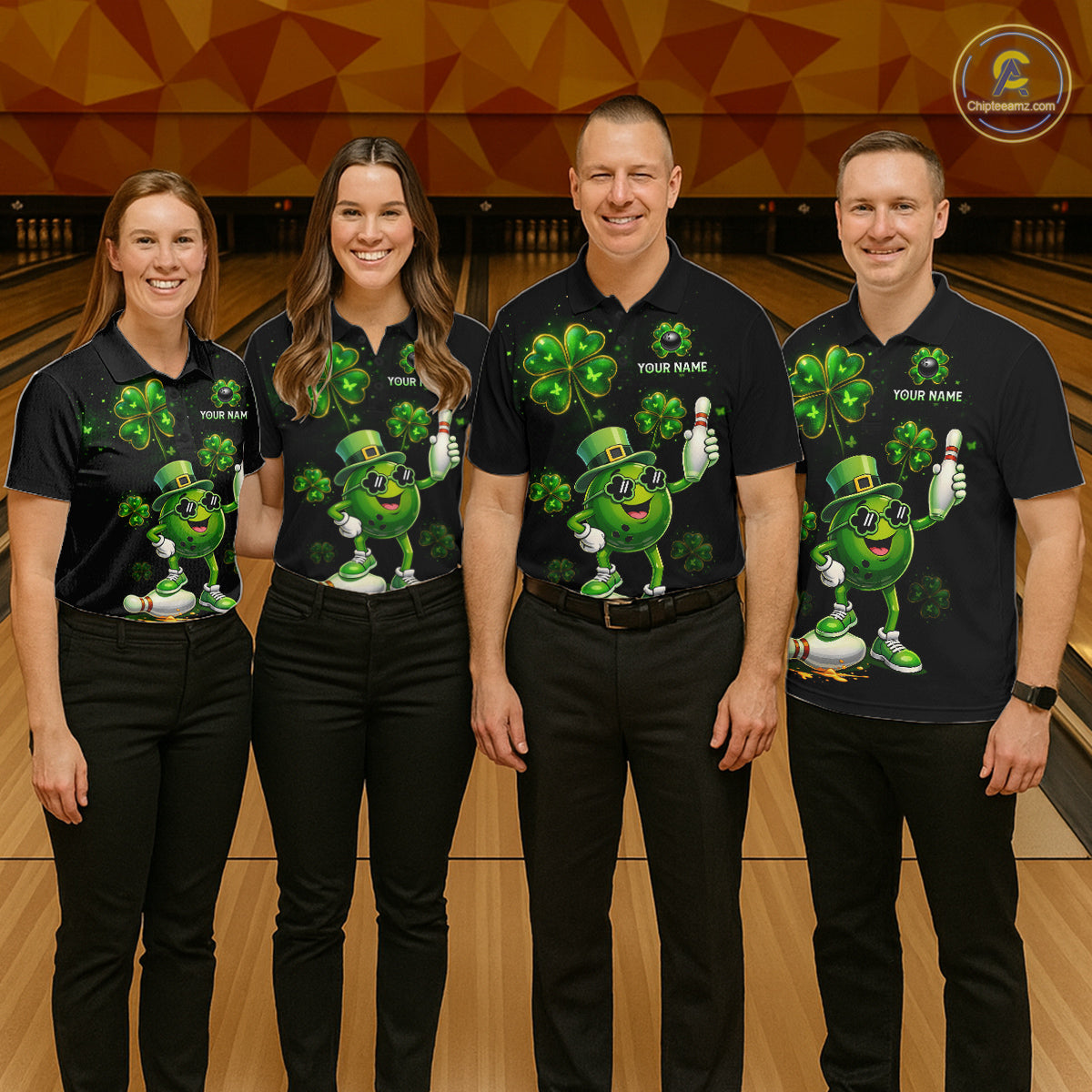 Funny St Patrick Day Bowling Bowling Jersey for Men Bowling Team Shirts Polo & 1/4 Zip HNT192