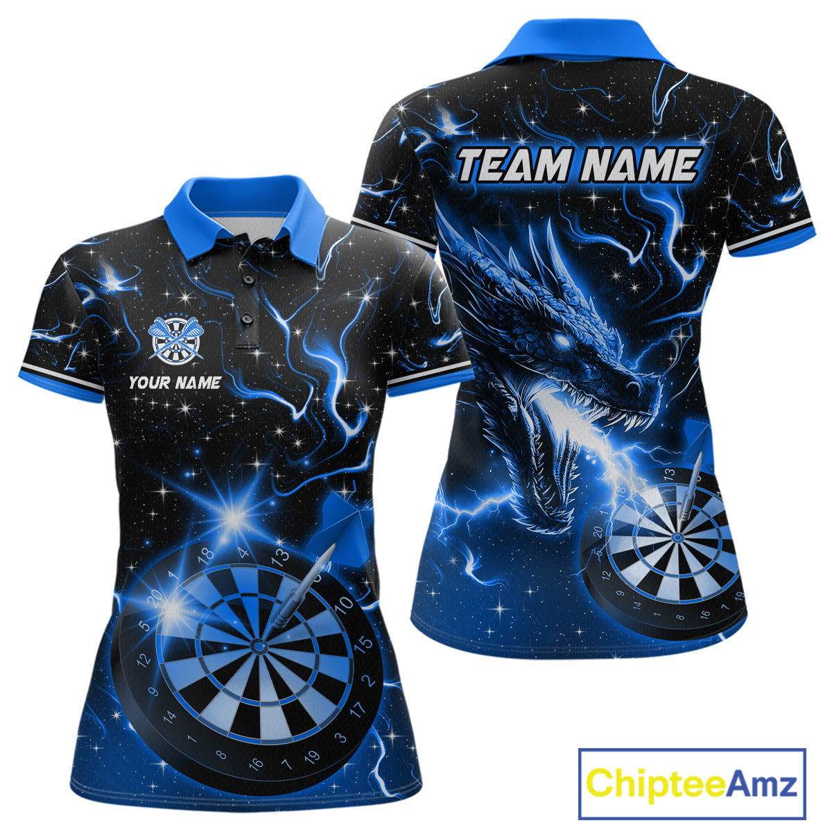 Custom Blue Galaxy Dragon Darts Shirt for Women Darts Team Jerseys Dartboard Shirt NNT291