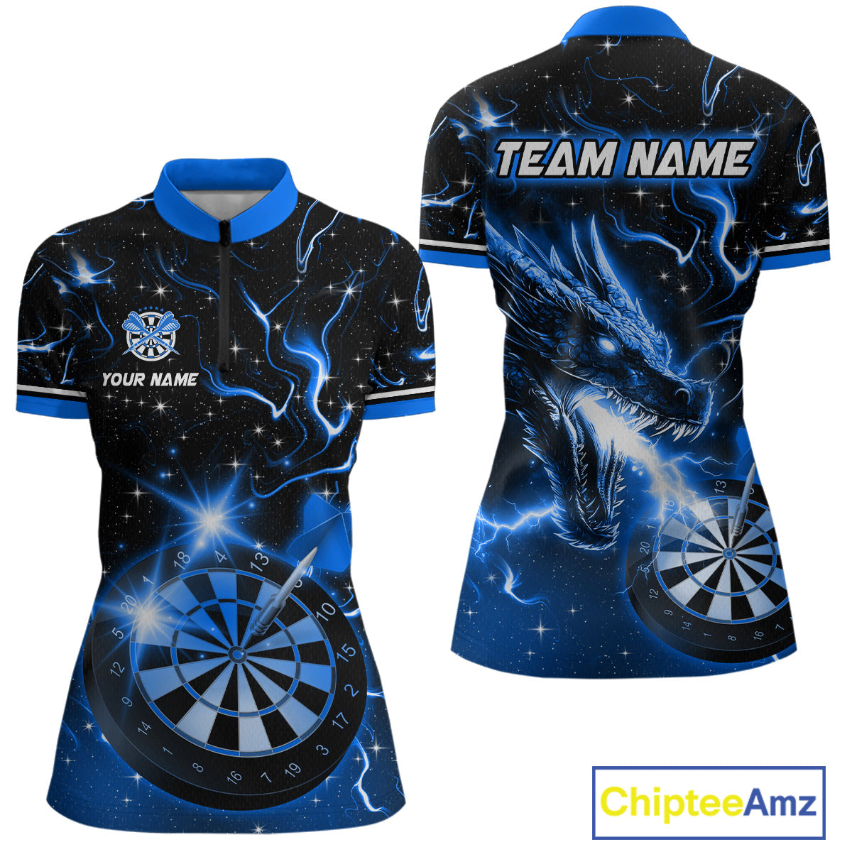 Custom Blue Galaxy Dragon Darts Shirt for Women Darts Team Jerseys Dartboard Shirt NNT291