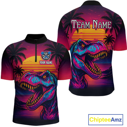 Custom Neon Dinosaur Dart Shirts For Men Dart Board Gifts Darts Team Jerseys Dart League NNT161