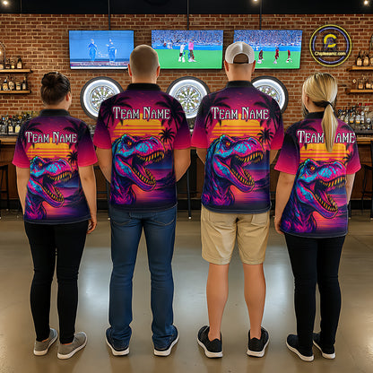 Custom Neon Dinosaur Dart Shirts For Women Dart Board Gifts Darts Team Jerseys Dart League NNT161