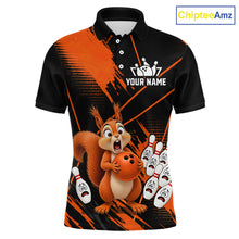 Load image into Gallery viewer, Custom Orange Squirrel Bowling Jersey for Men Bowling Team Shirts Bowling Polo &amp; 1/4 Zip HNT301
