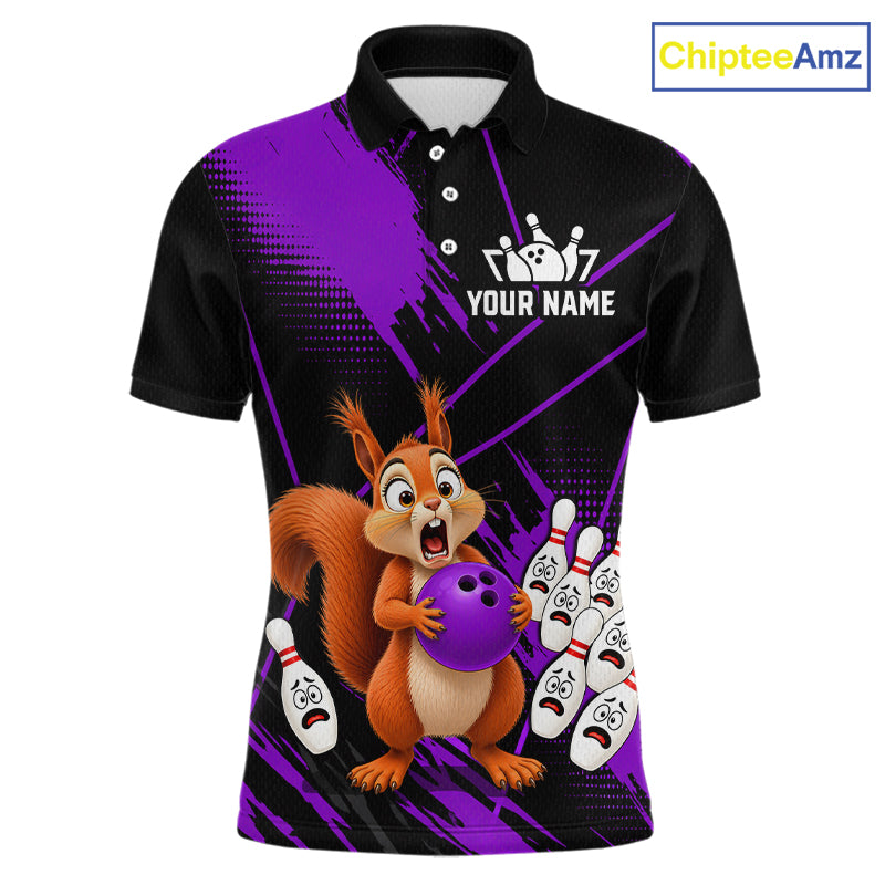 Custom Purple Squirrel Bowling Jersey for Men Bowling Team Shirts Bowling Polo & 1/4 Zip HNT301