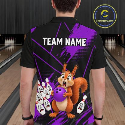 Custom Purple Squirrel Bowling Jersey for Men Bowling Team Shirts Bowling Polo & 1/4 Zip HNT301