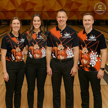 Load image into Gallery viewer, Custom Orange Squirrel Bowling Jersey for Men Bowling Team Shirts Bowling Polo &amp; 1/4 Zip HNT301