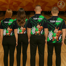 Load image into Gallery viewer, Custom Green Squirrel Bowling Jersey for Men Bowling Team Shirts Bowling Polo &amp; 1/4 Zip HNT301