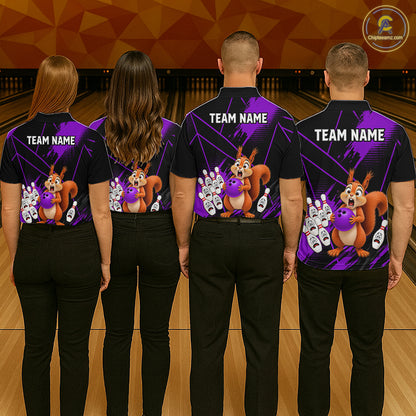 Custom Purple Squirrel Bowling Jersey for Men Bowling Team Shirts Bowling Polo & 1/4 Zip HNT301