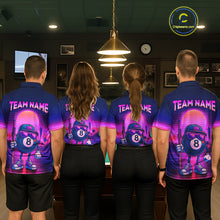 Load image into Gallery viewer, Custom Purple Funny 8 Ball Retro Billiard Shirts for Women Billiard Team Shirts Polo &amp; 1/4 Zip NNT93