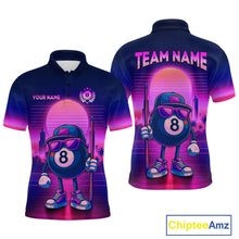 Load image into Gallery viewer, Custom Purple Funny 8 Ball Retro Billiard Shirts for Women Billiard Team Shirts Polo &amp; 1/4 Zip NNT93