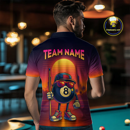 Custom Funny 8 Ball Retro Billiard Shirts for Women Billiard Team Shirts Polo & 1/4 Zip NNT93