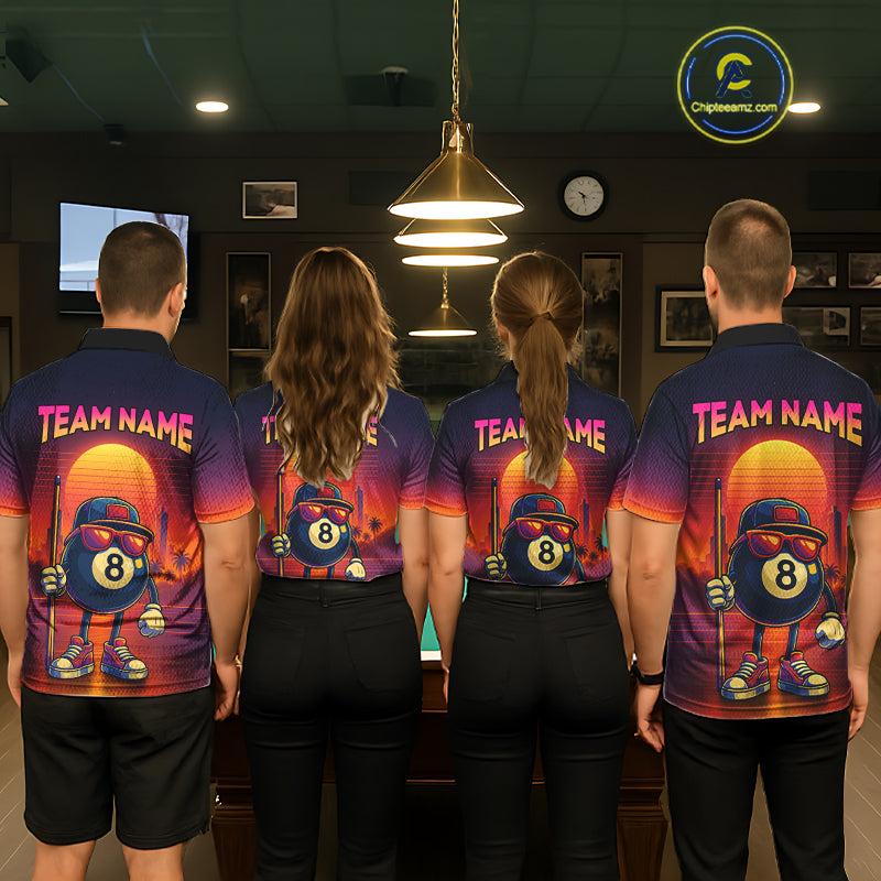 Custom Funny 8 Ball Retro Billiard Shirts for Women Billiard Team Shirts Polo & 1/4 Zip NNT93
