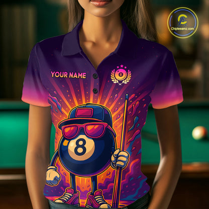 8 Ball Billiard Shirts for Women Retro Custom Billiard Team Shirts Billiard League Polo & 1/4 Zip NNT98