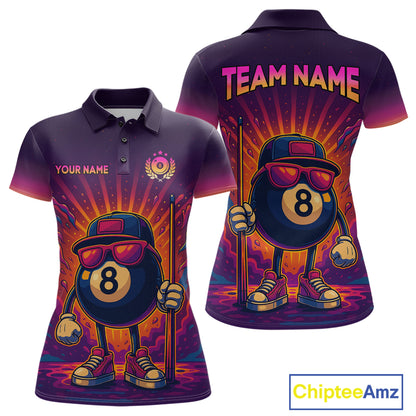 8 Ball Billiard Shirts for Women Retro Custom Billiard Team Shirts Billiard League Polo & 1/4 Zip NNT98