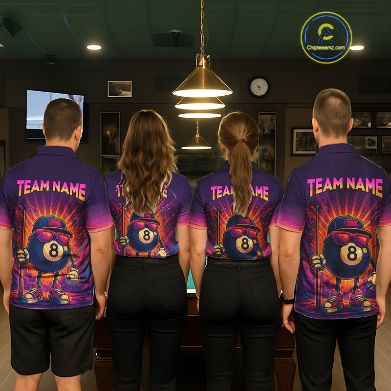 8 Ball Billiard Shirts for Men Retro Custom Billiard Team Shirts Billiard League Polo & 1/4 Zip NNT98
