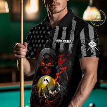 Load image into Gallery viewer, Custom US Skull 9 Ball Billiard Shirts for Men Billiard Team Shirts Billiard League Polo &amp; 1/4 Zip NNT94