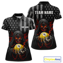 Load image into Gallery viewer, Custom US Skull 9 Ball Billiard Shirts for Women Billiard Team Shirts Billiard League Polo &amp; 1/4 Zip NNT94